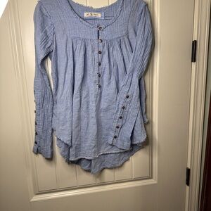 We The Free Light Blue Button-Up Blouse